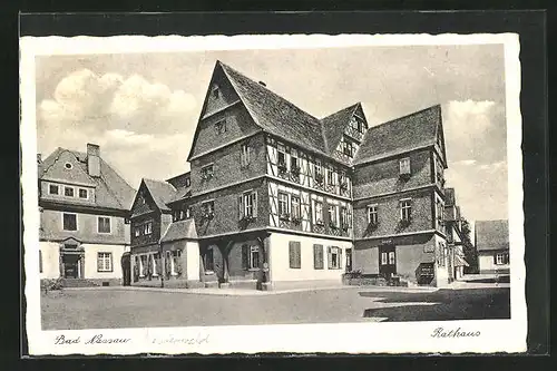 AK Bad Nassau, Rathaus mit Friseurgeschäft