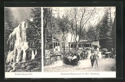 AK Bad Harzburg, Radaufall-Restaurant, Radau-Wasserfall