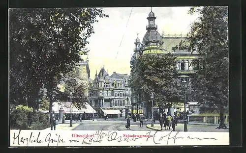 AK Düsseldorf, Schadowstrase mit Hotel Cornelius & Geschäften