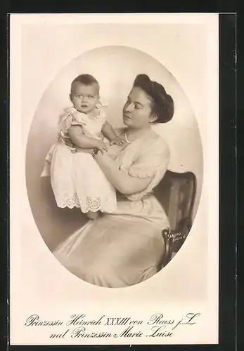 AK Prinzessin Heinrich XXXIII. von Reuss j. L. mit Prinzessin Marie Luise