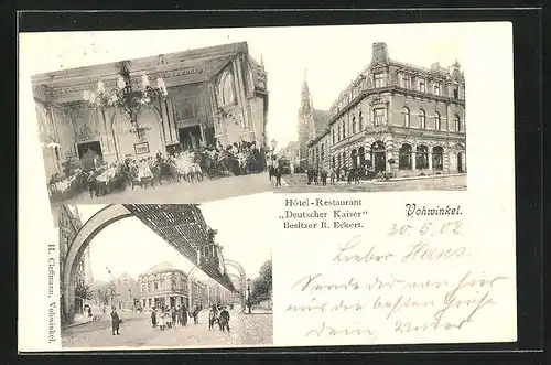 AK Vohwinkel, Hotel-Restaurant Deutscher Kaiser v. R. Eckert, Schwebebahn