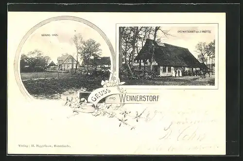 AK Wennerstorf, Gasthaus von J. Knüttel, Braun`s Haus
