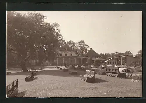 Foto-AK Krautsand, Burfeind's Hotel mit Garten, ca. 1930