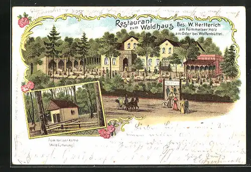 Lithographie Wolfenbüttel, Restaurant Zum Waldhaus am Fümmelser Holz, Fümmelser Köthe