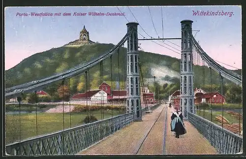 AK Porta Westfalica, Kaiser Wilhelm-Denkmal und Wittekindsberg