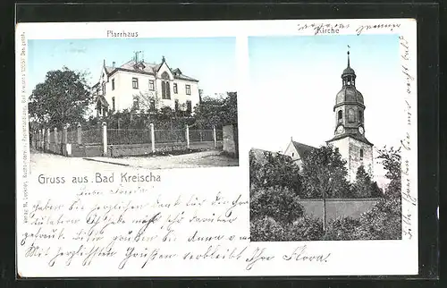 AK Bad Kreischa, Pfarrhaus, Kirche