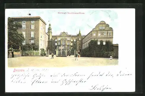 AK Dessau, Herzogl. Residenzschloss Eingang