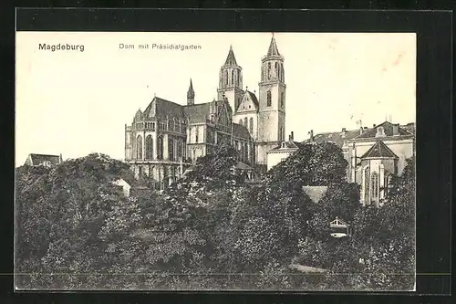 AK Magdeburg, Dom mit Präsidialgarten