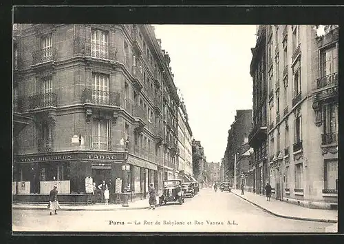 AK Paris, La Rue de Babylone et Rue Vaneau