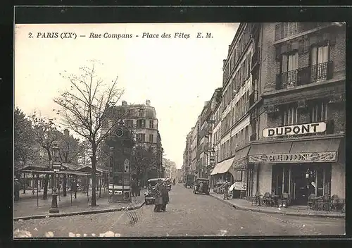 AK Paris, Rue Compans, Place de Fêtes