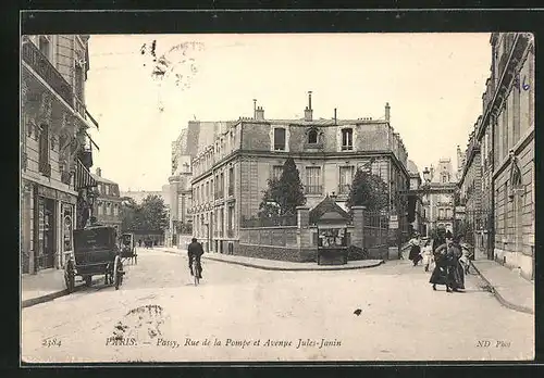 AK Paris, Passy, Rue de la Pompe et Avenue Jules-Janin