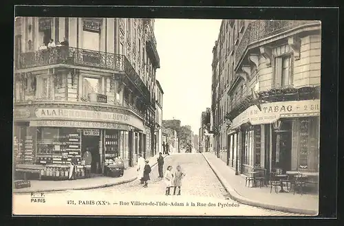 AK Paris, Rue Villiers-de-l'Isle-Adam à la Rue des Pyrénées