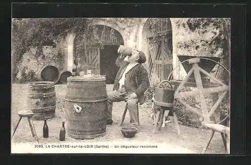 AK La Chartre-sur-le-Loir, un dégusteur renommé