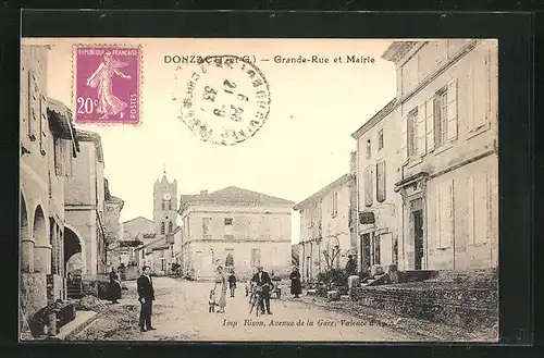 AK Donzac, Grande-Rue et Mairie