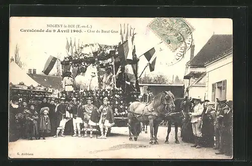 AK Nogent-le-Roi, Cavalcade 1905, Char du Beouf Gras