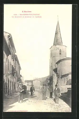 AK Sainte-Croix-Volvestre, le Clocher et Avenue de Cazéres