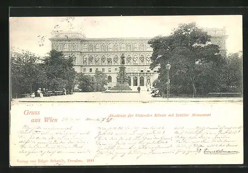 AK Wien, Akademie der blinden Künste mit Schiller Monument