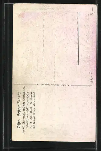 Künstler-AK München, 62. Generalversammlung der Katholiken 1922, St. Benno mit dem Altöttinger Gnadenbild