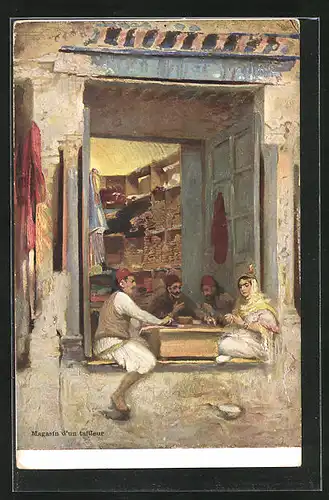 AK Magasin d'un tailleur, arabische Händler
