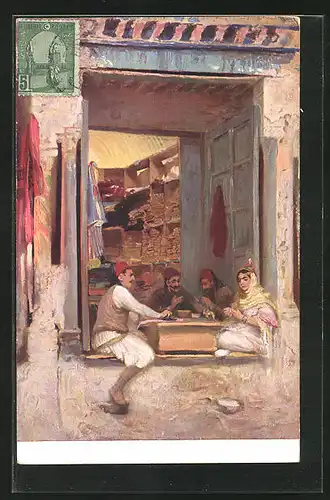 AK Magasin d'un tailleur, arabische Händler
