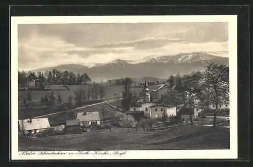 AK Schreiberhau, Teilansicht mit kath. Kirche