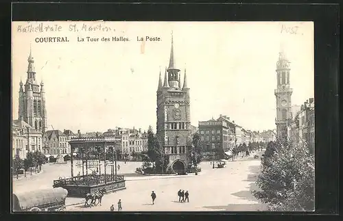 AK Courtrai, La Tour des Halles, la Poste