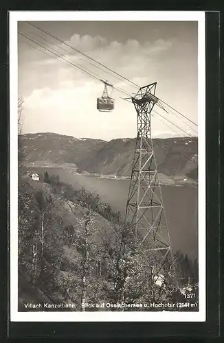 AK Villach, Kanzelbahn und Blick auf den Ossiachersee