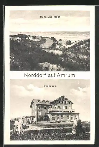 AK Norddorf, Blick auf Düne und Meer, am Seehospiz