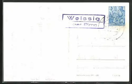 AK Landpoststempel Weissig über Pirna