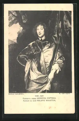 Künstler-AK Portrait de lord Philippe Wharton, stehend mit Waffe im Arm, Rotes Kreuz Russland