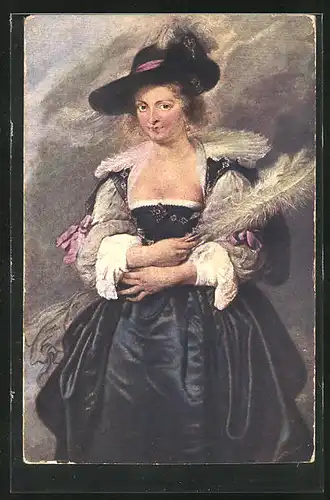 Künstler-AK Rotes Kreuz Russland, P.P. Rubens, Helene Furment im festlichen Kleid mit Hut
