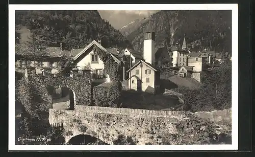 AK Göschenen, Ortsansicht mit Kirche