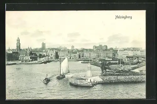 AK Helsingborg, Totale mit Hafeneinfahrt