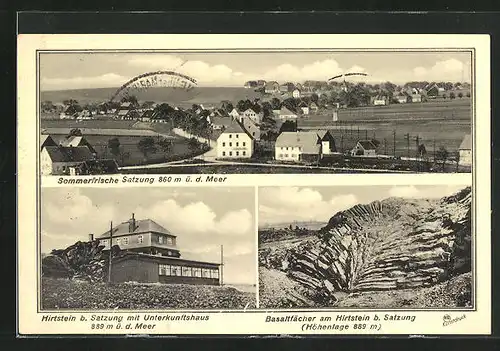 AK Satzung, Unterkunftshaus auf dem Hirtstein, Basaltfächer am Hirtstein, Gesamtansicht
