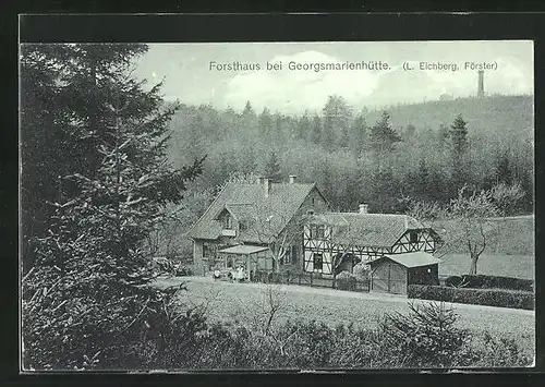 Mondschein-AK Georgsmarienhütte, Ausblick auf das Forsthaus