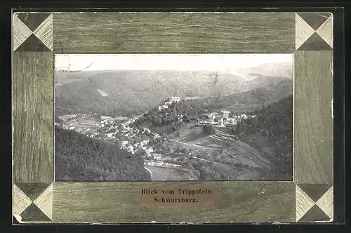 Passepartout-AK Schwarzburg, Panorama vom Trippstein