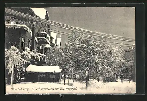 AK Oberhof i. Th., Hotel Schweizerhaus im Winter