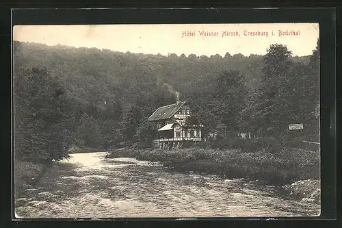 AK Treseburg i. Bodethal, Hotel Weisser Hirsch