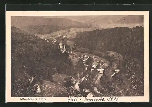 AK Altenbrak / Harz, Blick vom Berg auf den Ort