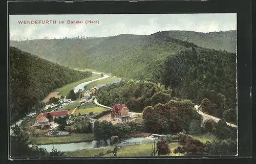 AK Wendefurth / Harz, Ortspartie im Gebirge