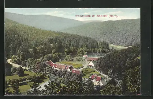 AK Wendefurth / Bodetal, Panoramablick vom Berg