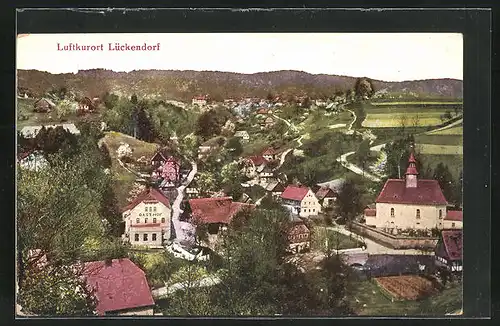 AK Lückendorf, Teilansicht mit Gasthof und Kirche
