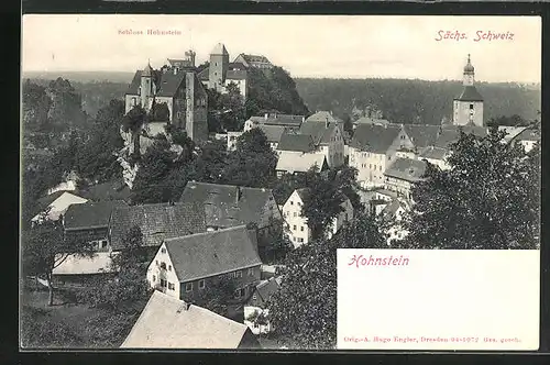 AK Hohnstein /Sächs. Schweiz, Schloss im Ortsbild