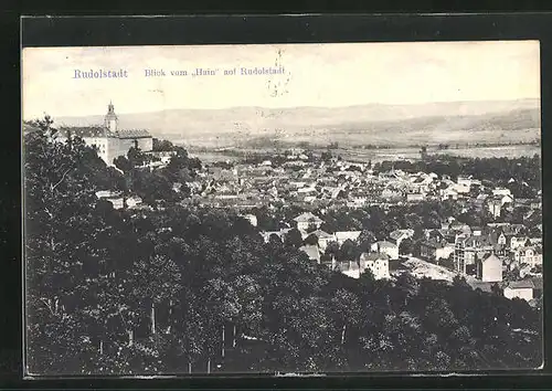 AK Rudolstadt, Ortsansicht vom Hain aus gesehen