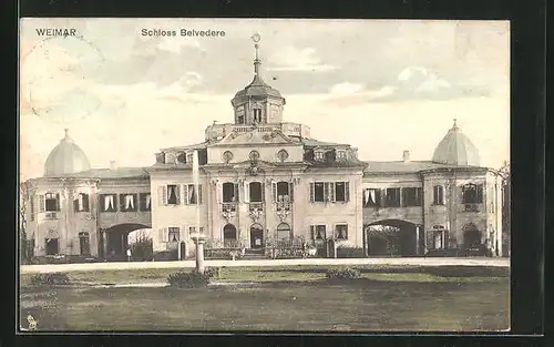 AK Weimar, Schloss Belvedere mit Fontaine