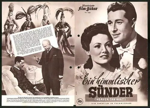 Filmprogramm IFB Nr. 1656, Ein himmlischer Sünder, Gene Tierney, Don Ameche, Regie: Ernst Lubitsch