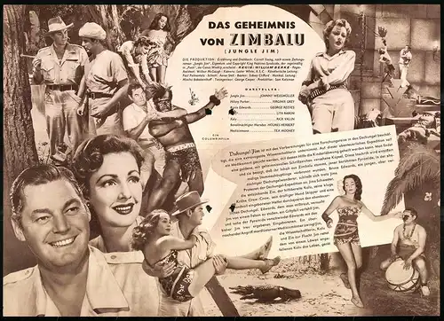 Filmprogramm IFB Nr. 1297, Das Geheimnis von Zimbalu, Johnny Weissmüller, Virginia Grey, George Reeves, Regie: W. Berke