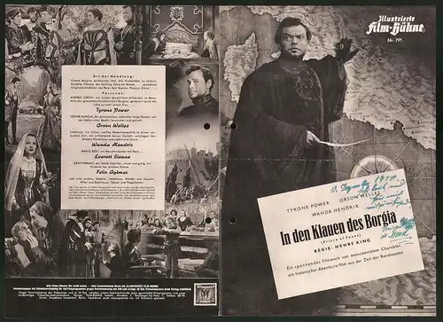 Filmprogramm IFB Nr. 791, In den Klauen des Borgia, Tyrone Power, Orson Welles, Wanda Hendrix, Regie: Henry King