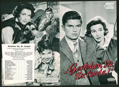 Filmprogramm DNF, Gestehen Sie, Dr. Corda!, Hardy Krüger, Elisabeth Müller, Lucie Mannheim, Regie: Josef von Baky