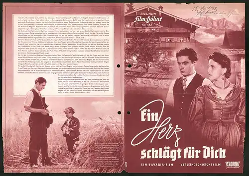Filmprogramm IFB Nr. 358, Ein Herz schlägt für Dich, Rudolf Prack, Annelies Reinhold, Curt Baumann, Regie: J. Stöckel